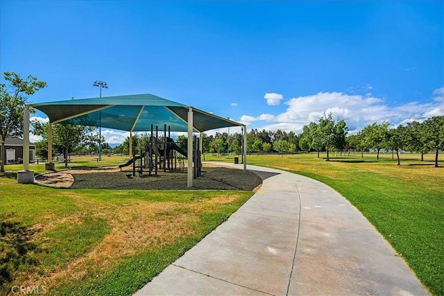 view of playground featuring a yard