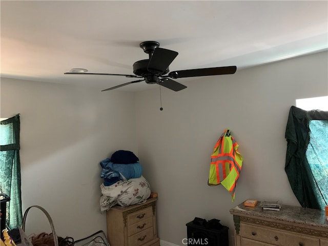 interior details with ceiling fan