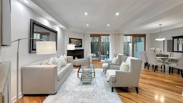 living room featuring light hardwood / wood-style floors