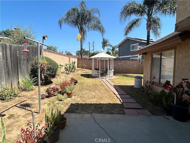 view of yard with a gazebo