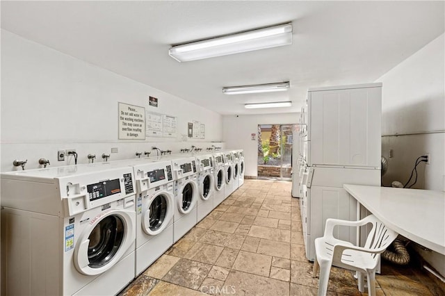 washroom featuring washer and dryer and stacked washer and clothes dryer