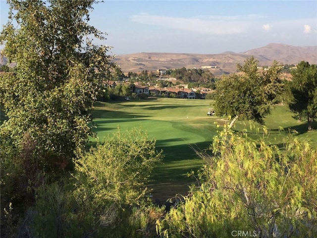 view of community featuring a mountain view and a yard