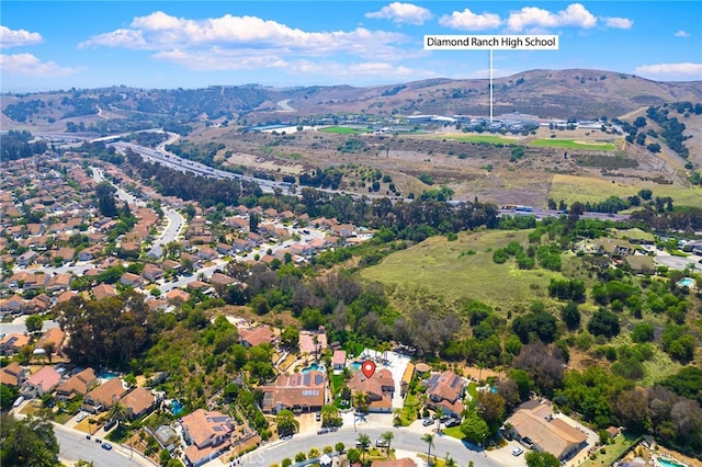 aerial view with a mountain view