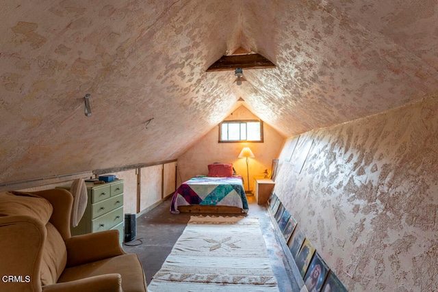 bedroom with vaulted ceiling