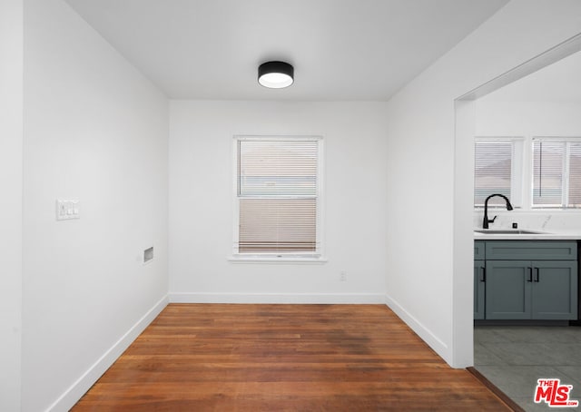 empty room featuring dark hardwood / wood-style flooring and sink