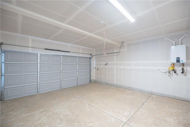 garage with tankless water heater