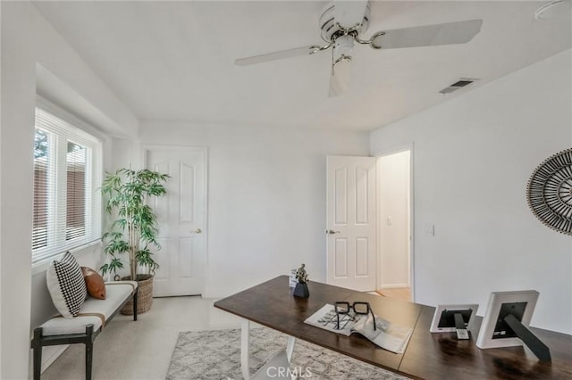 office featuring ceiling fan