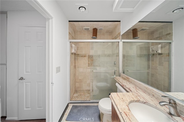 43195 Andrade Ave Unit S, Hemet, CA 92544 - full bath featuring toilet, a shower stall, and vanity
