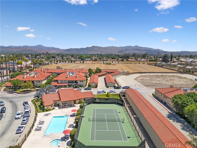 aerial view with a mountain view