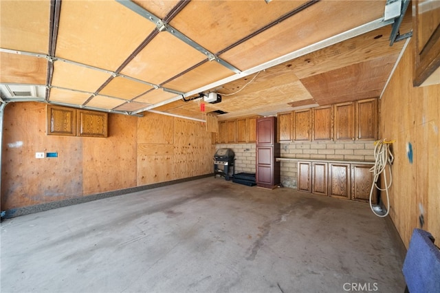 garage with a garage door opener