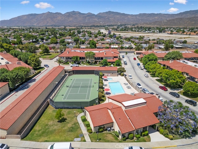 bird's eye view with a mountain view