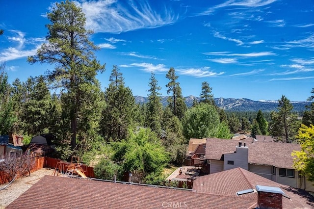 birds eye view of property with a mountain view