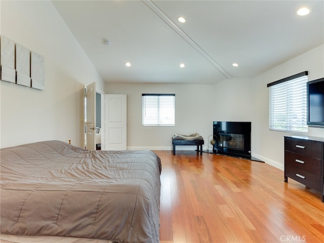 bedroom with light hardwood / wood-style floors