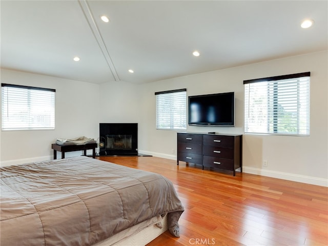 bedroom with light wood-type flooring