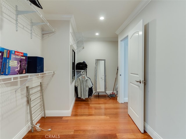 spacious closet with hardwood / wood-style flooring