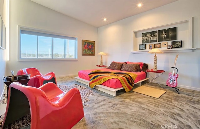 bedroom featuring vaulted ceiling