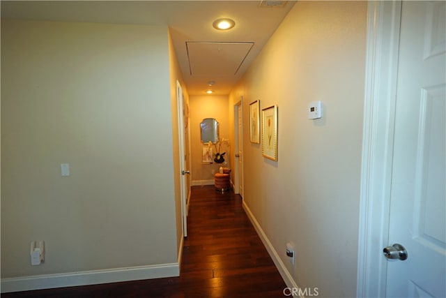 hall featuring dark hardwood / wood-style floors