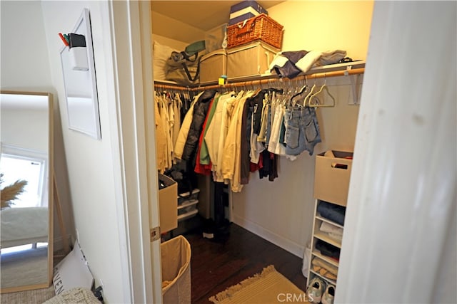 spacious closet featuring hardwood / wood-style floors