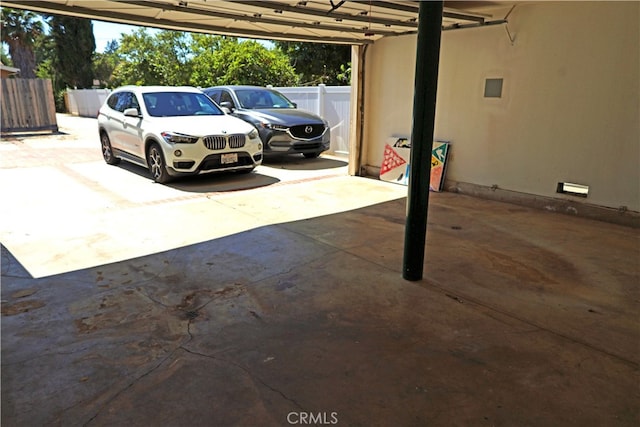 view of garage