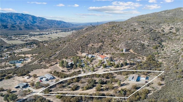 birds eye view of property featuring a mountain view