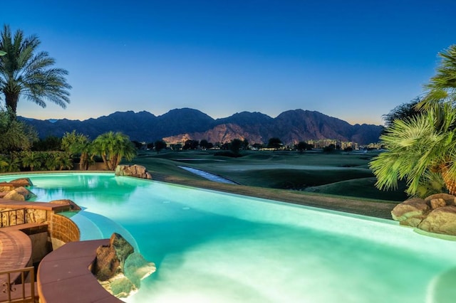 view of pool featuring a mountain view