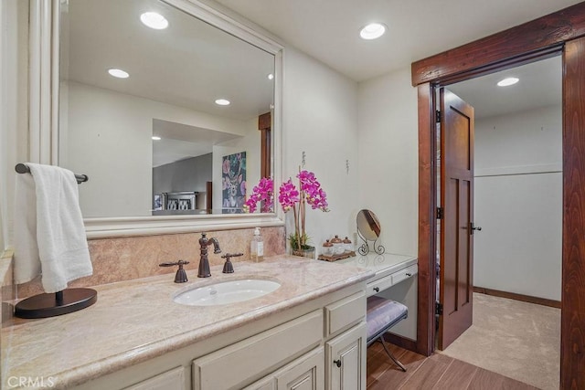 29130 Bald Eagle Rdg, Lake Arrowhead, CA 92352 - bathroom with hardwood / wood-style floors and vanity