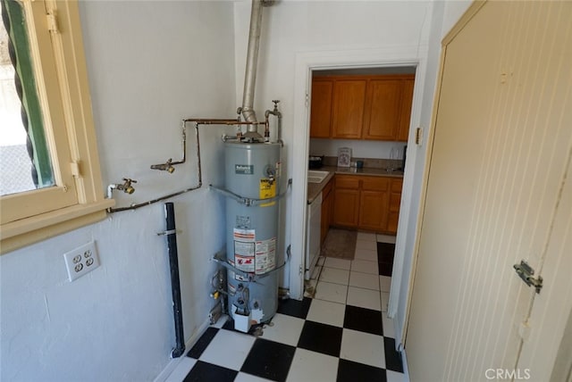 utility room with water heater