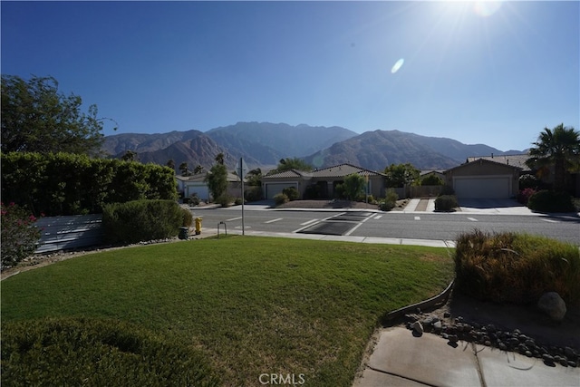 view of yard featuring a mountain view