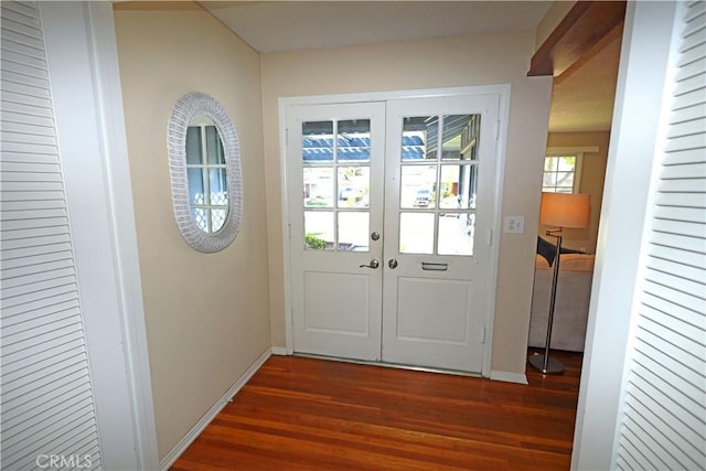 622 E Lomita Ave, Orange, CA 92867 - doorway to outside with dark wood finished floors, baseboards, and french doors