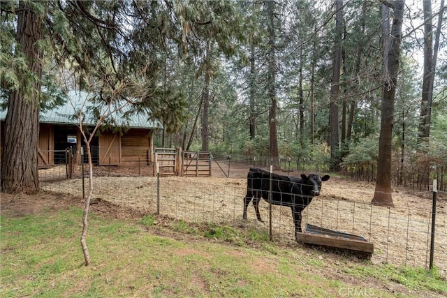 view of yard featuring an exterior structure and an outdoor structure