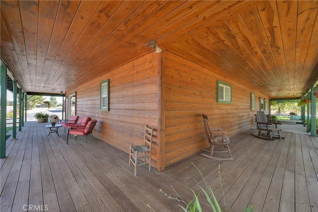 wooden deck with covered porch