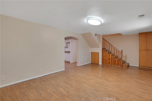 interior space with light hardwood / wood-style floors