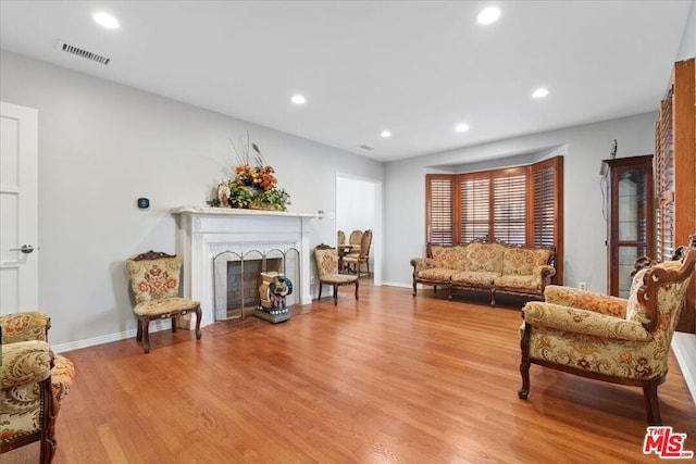 living room featuring light wood-type flooring