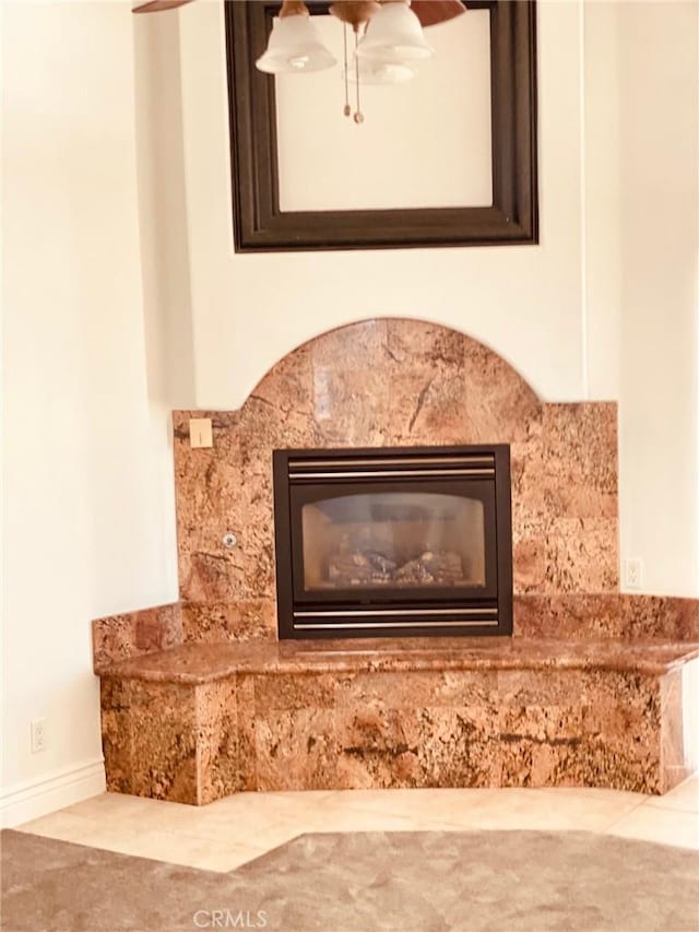 interior details with a premium fireplace