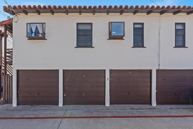 exterior space with a garage