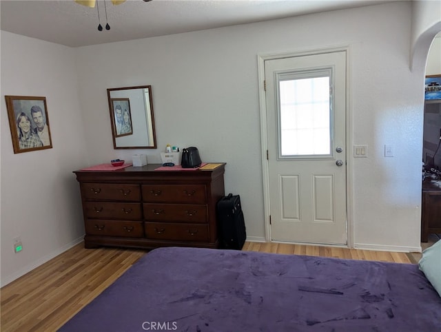 bedroom featuring light wood-type flooring