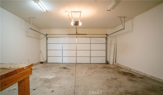 garage with a garage door opener