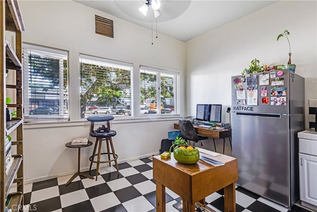 office space featuring ceiling fan