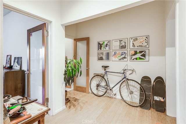 miscellaneous room featuring wood-type flooring