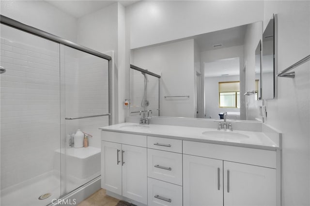 3570 E Peckham Paseo Unit 3, Ontario, CA 91761 - full bath with double vanity, a sink, and a shower stall