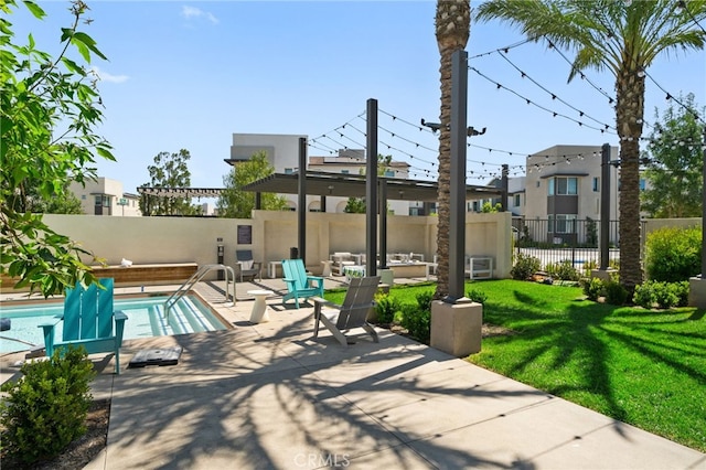 3570 E Peckham Paseo Unit 3, Ontario, CA 91761 - view of patio with a community pool and fence private yard