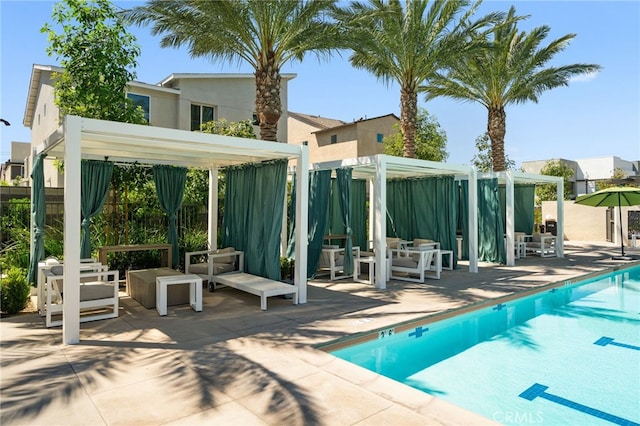 3570 E Peckham Paseo Unit 3, Ontario, CA 91761 - pool featuring a pergola, fence, and a patio