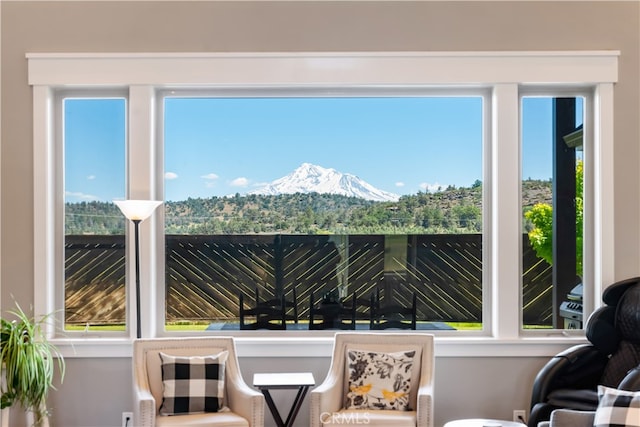 interior space featuring a mountain view