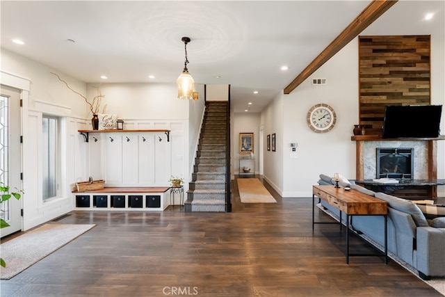 interior space featuring dark hardwood / wood-style floors