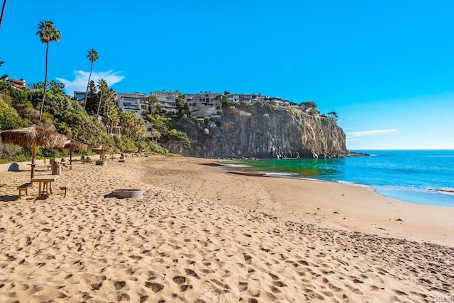 property view of water with a beach view