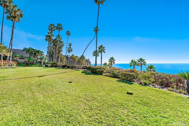 view of yard featuring a water view