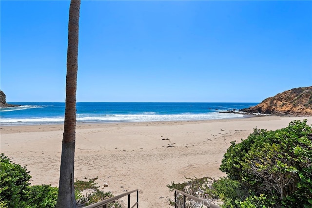 view of water feature featuring a view of the beach