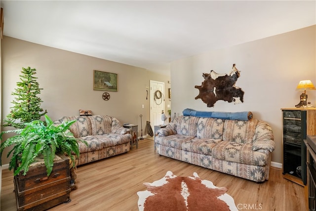 living room with hardwood / wood-style flooring