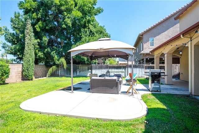 view of patio / terrace with area for grilling and an outdoor living space