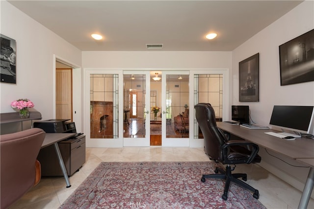 office area with french doors